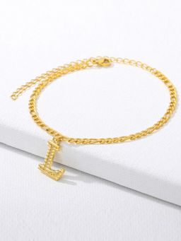 Jewels Galaxy - Jewellery For Women Gold Plated Alphabetical L Anklet Cum Bracelet
