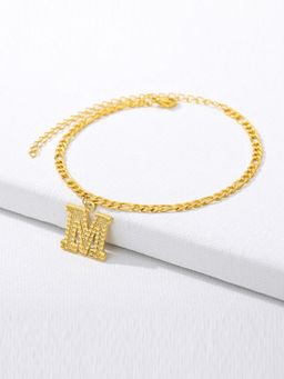 Jewels Galaxy - Jewellery For Women Gold Plated Alphabetical M Anklet Cum Bracelet