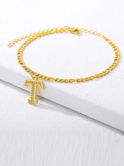 Jewels Galaxy - Jewellery For Women Gold Plated Alphabetical T Anklet Cum Bracelet