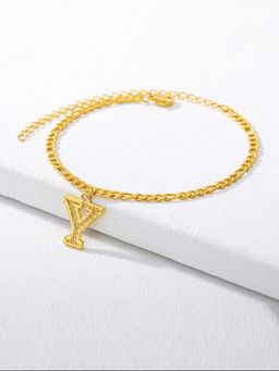 Jewels Galaxy - Jewellery For Women Gold Plated Alphabetical Y Anklet Cum Bracelet