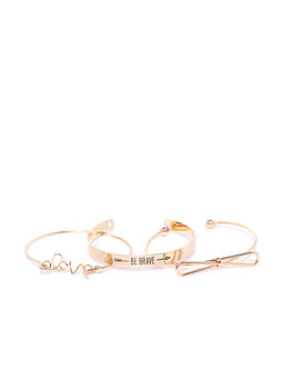 Jewels Galaxy - Mesmerizing Romantic Love & Note Design Brilliant Cuff Bracelet (Pack of 3)