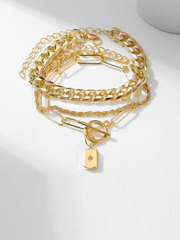 Jewels Galaxy - Stunning Gold Plated Multi Strand Bracelet For Women