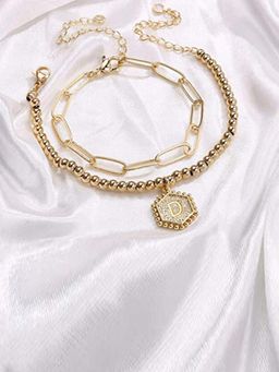 Jewels Galaxy - Jewellery For Women Gold Plated Alphabetical D Bracelet