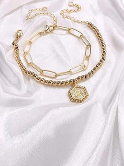 Jewels Galaxy - Jewellery For Women Gold Plated Alphabetical R Bracelet