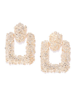 Jewels Galaxy - Handcrafted Geometric Golden Dangle Earrings