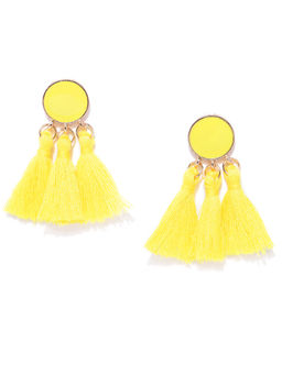 Jewels Galaxy - Yellow Exclusive Edition Gold Plated Thread Tassel Earrings