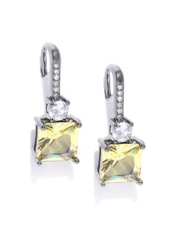 Jewels Galaxy - Trendy Crystal Geometric Silver Plated Stunning Drop Earrings