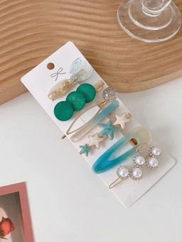 Jewels Galaxy - Stylish Pearl Hair Clips Jewellery For Women (Pack of 7)