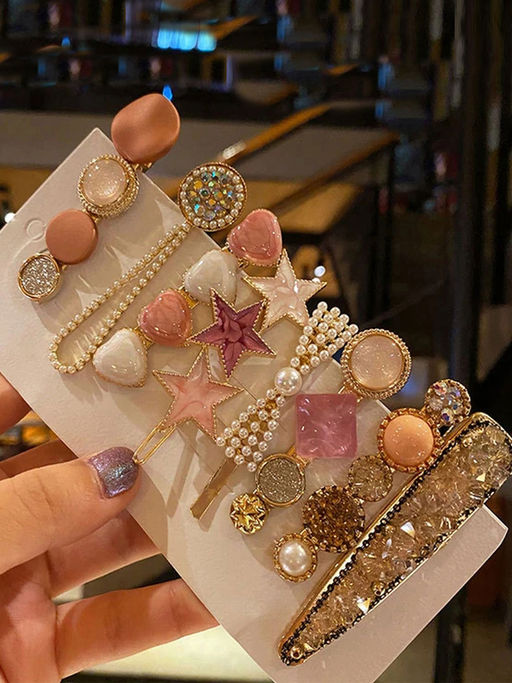gold jewels galaxy hair clips