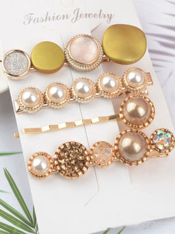 Jewels Galaxy - Trendy Pearl Hair Clips Jewellery For Women (Pack of 4)
