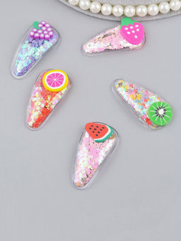 Jewels Galaxy - Sparkling Fruit Multicolor Hair Clips Jewellery (Pack of 5)