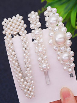 Jewels Galaxy - Wonderful Pearl Studded Hairclip Jewellery (Pack of 3)
