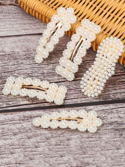 Jewels Galaxy - Pearl Studded Hairclip Jewellery (Pack of 5)