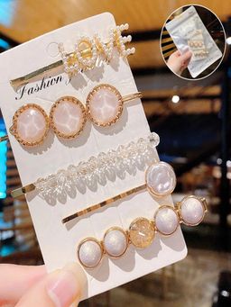 Jewels Galaxy - Jewellery For Women Gold Plated Hair Clips Combo of 5