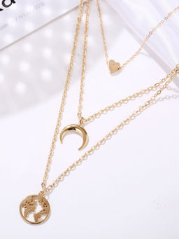 Jewels Galaxy - Gold Plated Trending Globe inspired Layered Necklace Set