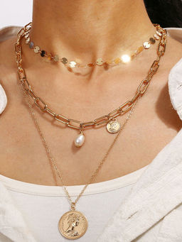 Jewels Galaxy - Gold Plated Trending Coin inspired Layered Necklace Set