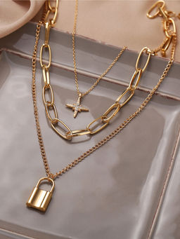 Jewels Galaxy - Gold Plated Layered Necklace