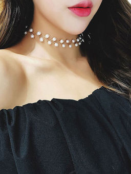 Jewels Galaxy - Pearl Single Layer Gold Plated Necklace Jewellery For Women