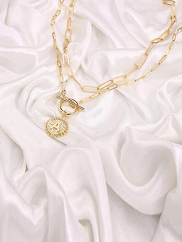 Jewels Galaxy - Gold Plated Alphabetical A Layered Necklace