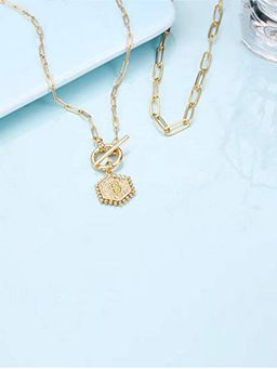 Jewels Galaxy - Gold Plated Alphabetical B Layered Necklace