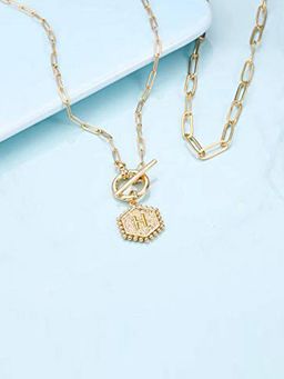 Jewels Galaxy - Gold Plated Alphabetical H Layered Necklace