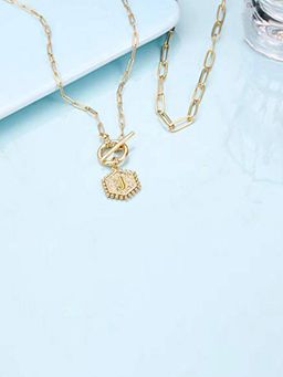 Jewels Galaxy - Gold Plated Alphabetical J Layered Necklace