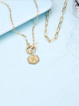 Jewels Galaxy - Gold Plated Alphabetical K Layered Necklace