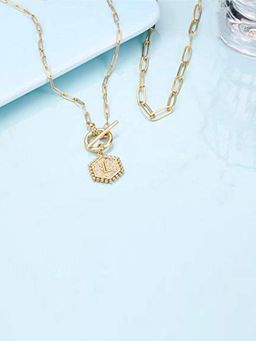 Jewels Galaxy - Gold Plated Alphabetical L Layered Necklace