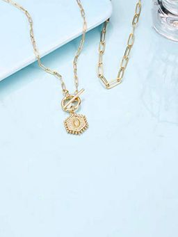 Jewels Galaxy - Gold Plated Alphabetical O Layered Necklace