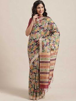 Sareemall - Multi Silk Blend Saree With Unstitched Blouse