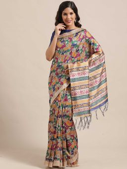 Sareemall - Multi Silk Blend Saree With Unstitched Blouse