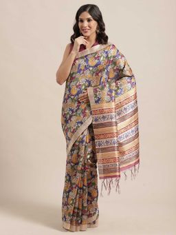 Sareemall - Multi Silk Blend Saree With Unstitched Blouse