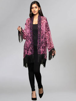 First Resort by Ramola Bachchan - Pink Animal Print Kimono