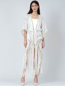 First Resort by Ramola Bachchan - White Lurex Cover-up (set Of 2)