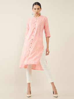 Soch - Blush Pink Rayon Tie Dye Kurta