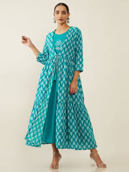 Soch - Green Cotton Block Print Kurta