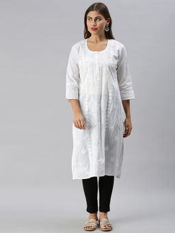 Soch - White Embroidered Cotton Kurta