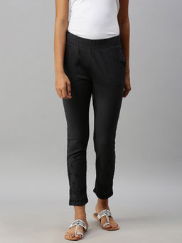 Soch - Grey Viscose Rayon Embroidered Pant