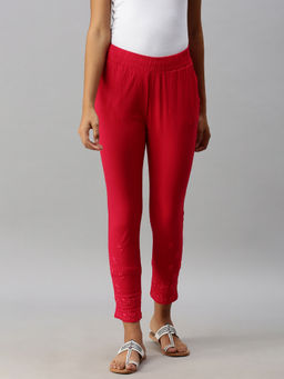 Soch - Fuchsia Viscose Rayon Embroidered Pant