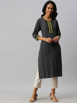 Soch - Black Cotton Blend Printed Kurtas