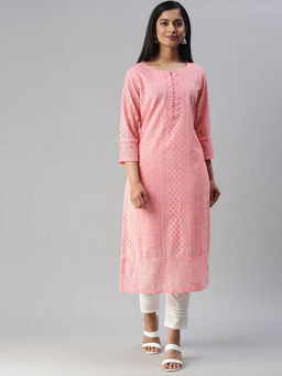 Soch - Embroidered Fashion Pure Georgette Pink Kurti