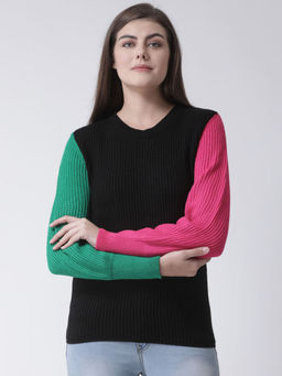 Club York - Black Color Block Sweater