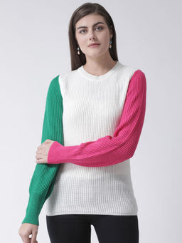 Club York - White Color Block Sweater
