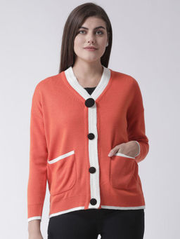 Club York - Orange Solid Cardigan
