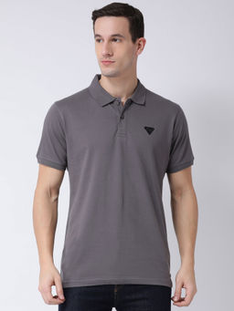 Club York - Mens Grey Short Sleeve Polo Neck T-Shirt