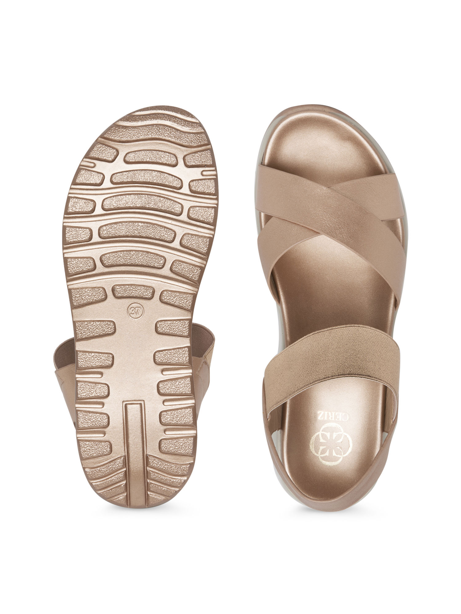 CERIZ Urilla Rose Gold Comfort Sandals 