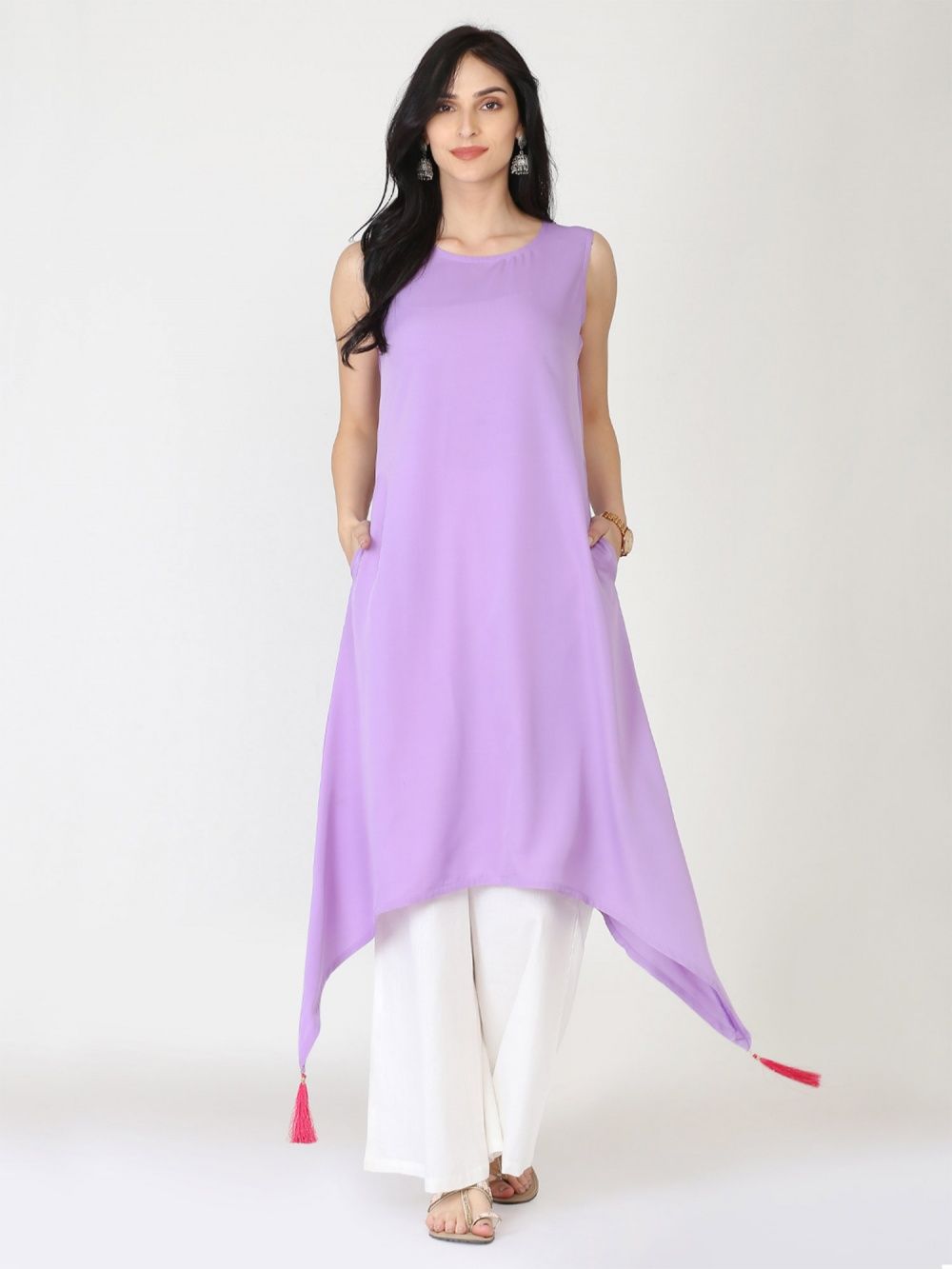 Abhishti Flared Tassled A Line Lavender Kurta