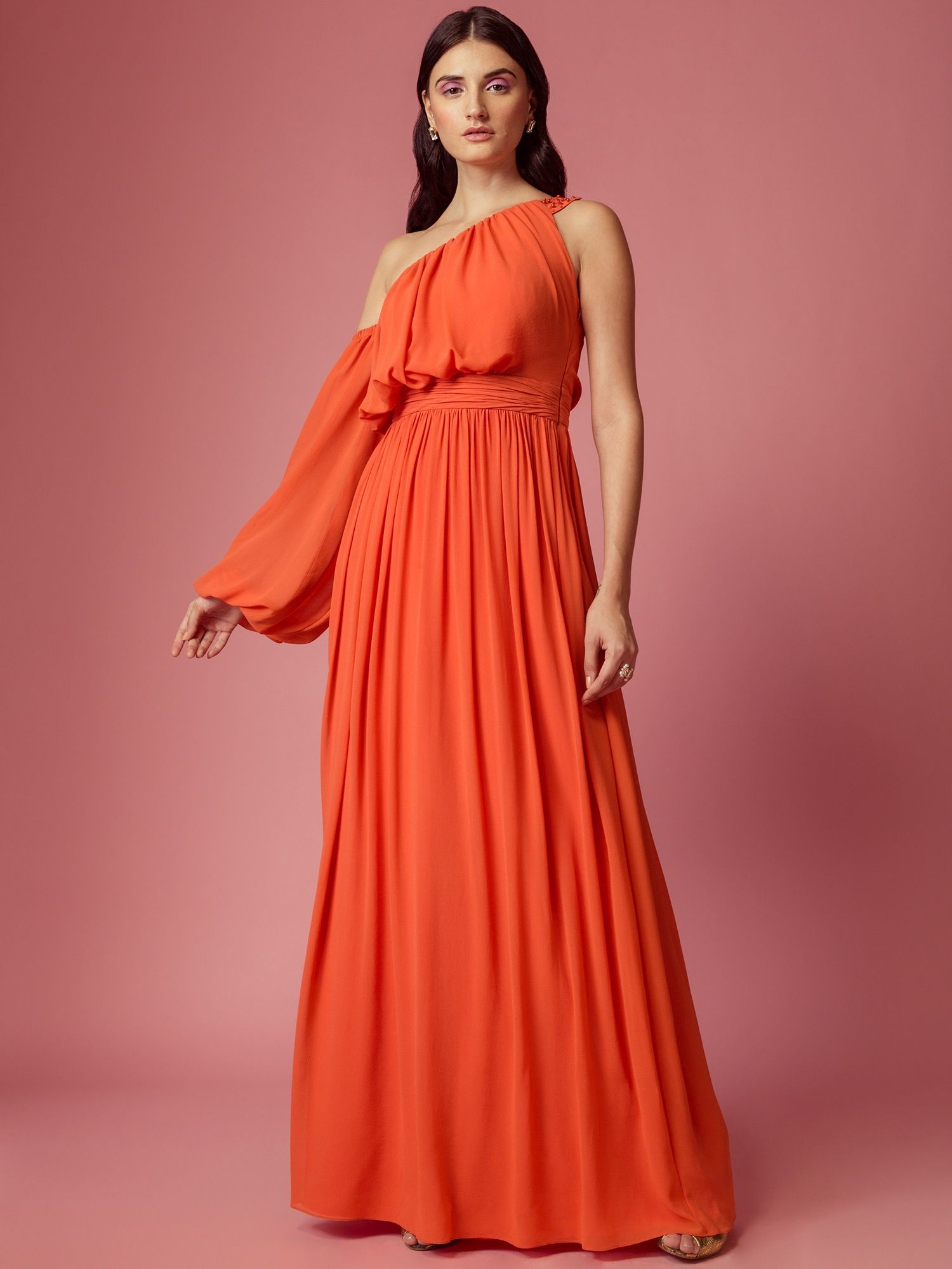 Orange Draped Dress