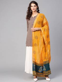 Rain & Rainbow - Mustard Solid Dupatta