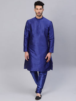 SOJANYA - Men Silk Blend Royal Blue Kurta & Churidar Pyjama (Set of 2)